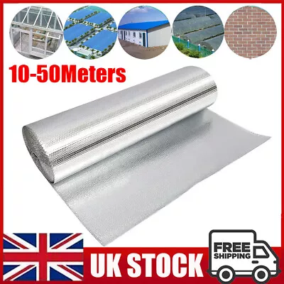 10M-50M Double Aluminium Bubble Insulation Foil Roll For Floor Wall Roof Sheds • £18.99