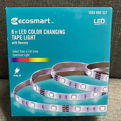🔥EcoSmart 8 Ft Color Changing Tape Light With Remote LED 🆕 • $15