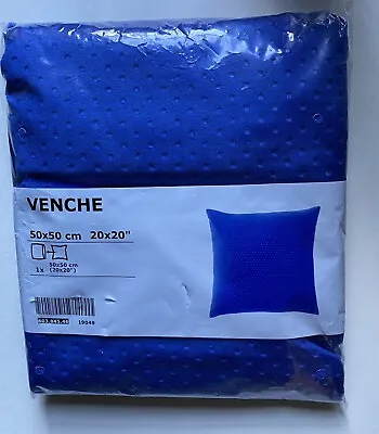 NEW IKEA VENCHE BLUE DOTTED BLUE VELVET CUSHION COVER 50 X 50 Cm 803.845.46 • £7