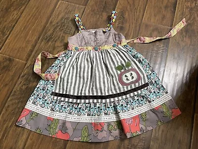 Matilda Jane Percy Knot Pinafore Dress Girls Size 6 Apple Floral Apron • $37