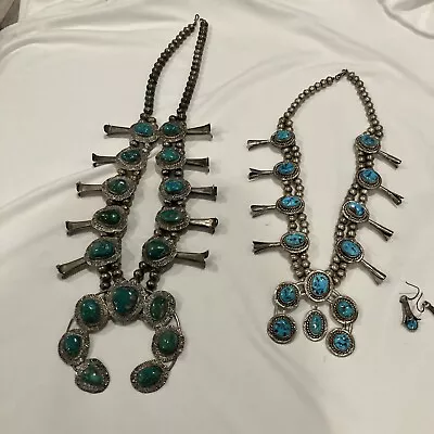Vintage Native American Sterling Silver And Turquoise Squash Blossom • $1600