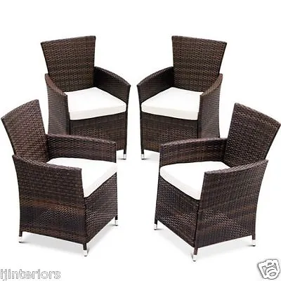 £189 • Buy 4 X Rattan Garden Furniture Dining Chairs Set Outdoor Patio Conservatory Wicker