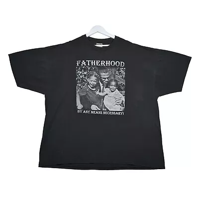 Vintage Y2K Malcolm X Fatherhood By Any Means Necessary Quote T-Shirt Mens 3XL • $99