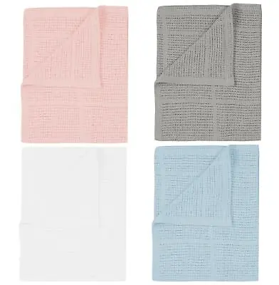 £4.89 • Buy 100% Premium Cotton Cellular Baby Blanket Cot Pram Moses Basket, 60x90cm