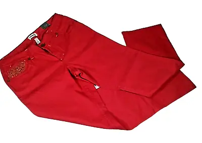 NWT Venezia Jeans Size 16 Red Embroidered Bootcut Stretch • $14.98