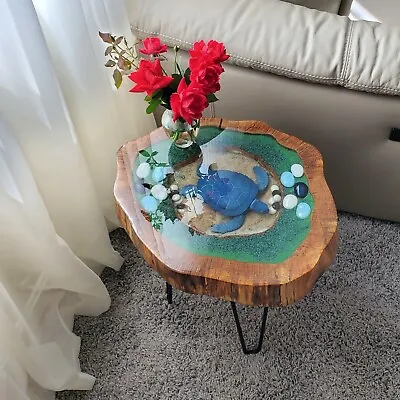 Coffee Table Live Edge Natural Edge Side Table Plant Stand Wood Mosaic • $380