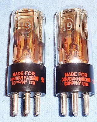 2 NOS Marconi 19 Vacuum Tubes 1950's Audio Power Twin Triodes For Vintage Radios • $49.95