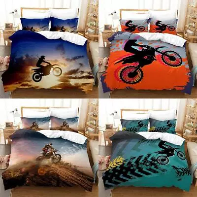 Teen Boy Motocross Motorbike Motorcyclist Quilt Duvet Cover Set Bed Linen • $54.99