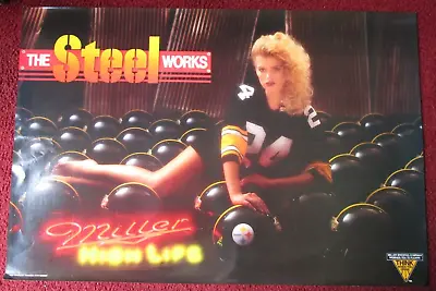 Sexy Girl Beer Poster ~ Miller High Life Pittsburgh Steelers Fan The Steel Works • $29.95