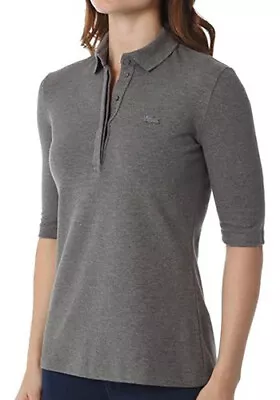 £39.99 • Buy Lacoste Polo Pique Grey Womens TShirt Tee Short Sleeve Designer Top PF6969