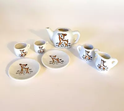 Vtg Miniature Tea Set Deer Cups & Saucers Teapot Sugar Bowl Creamer Japan • $16.99