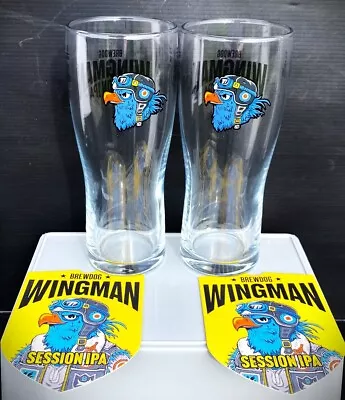 BrewDog 'Wingman' Pint Glasses X 2 & Beer Mats  - Craft Beer - Brand New Style • £17.95