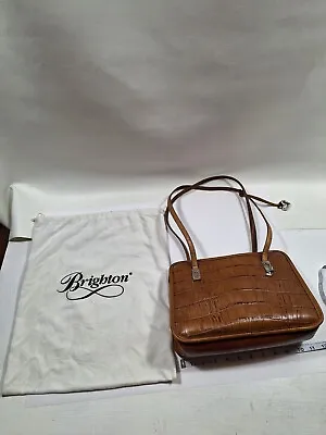 Vintage Brighton Brown Faux Croc Skin Clutch Purse Handbag • $24.95