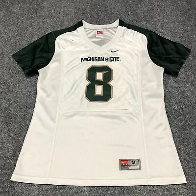 Michigan State Jersey Womens M White Green Nike Team Spartans NCAA Football 6418 • $17.95