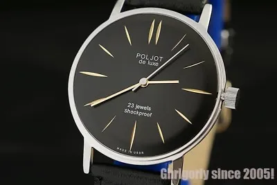 £82.68 • Buy Rare Gold Plated Movement Ultra Slim Wrist Watch LUXURY NOS Luch Poljot De Luxe