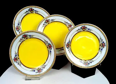 Victoria Czech Porcelain Fruit Basket & Yellow 4 Pc 6 3/8  Bread Plates 1918-39 • $32.47