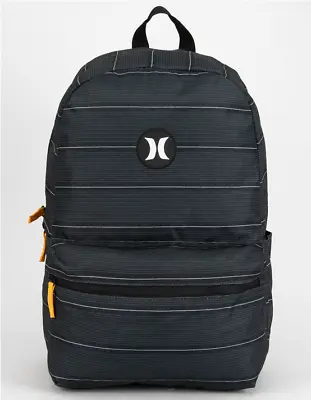 Hurley Aerial Stripe Backpack Black Gray Laptop Sleeve One Size NWT • $35