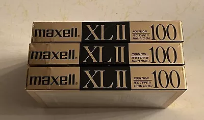 Lot Of 3 MAXELL XL II 100 Minutes BLANK Audio Cassettes High Bias Type II SEALED • $13.50