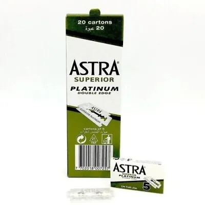 100 ASTRA Super Platinum Smooth Double Edge Safety Razor Blades (Box Of 20x5) • $9.79