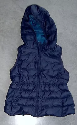 Uniqlo Girls Navy Hooded Puffer Vest Sz 8 - 9 (130) • $22