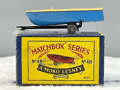 Moko Matchbox#48A Metor Sport Boat & Trailer 1958MWNMint Boxed All Orig. • $87