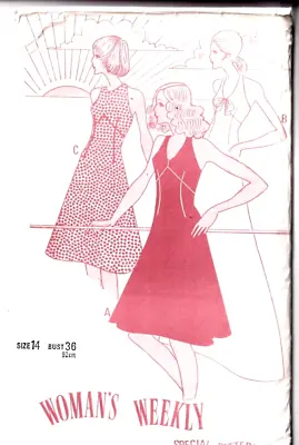 Womans Weekly Sewing Pattern 570 Dress Halter Neck 14 Knee Or Maxi Vintage 1970s • £6.76