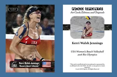 2016 Kerri Walsh Jennings Art Editions & Originals Olympics Volleyball Card • $9.95