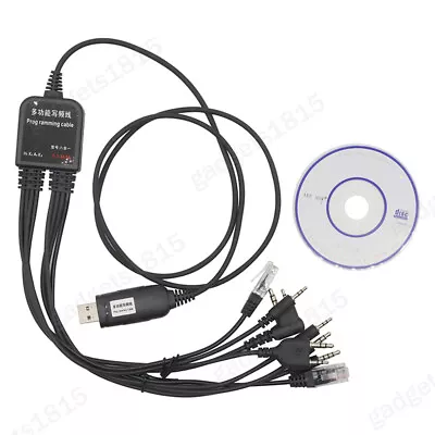 8-in-1 USB Programming Cable +Software CD For Motorola Baofeng Kenwood HYT Radio • $12.39