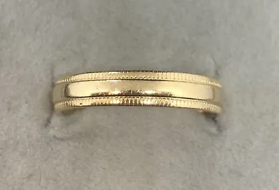 Solid 14k Yellow Gold Wedding Anniversary Milgrain Band Ring Sz7.5 ~4.20mm 3.08g • $250