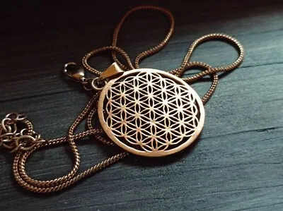 $11.99 • Buy Solid Brass Flower Of Life Bola Sacred Geometry Necklace Yoga Spiritual Pendant
