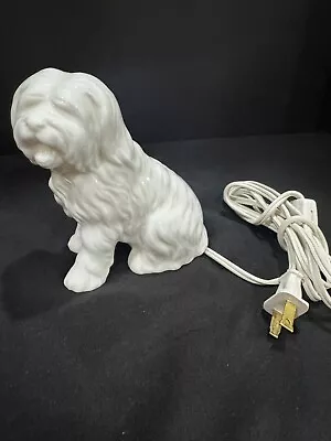Vintage I W Rice & Co. White Shaggy Dog Sheepdog Night Light Lamp Japan Made • $35