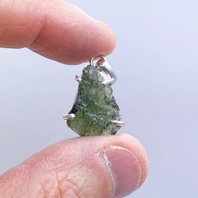 Genuine Rough Moldavite Pendant 925 Sterling Silver Handmade Jewelry Pendant • $30.23