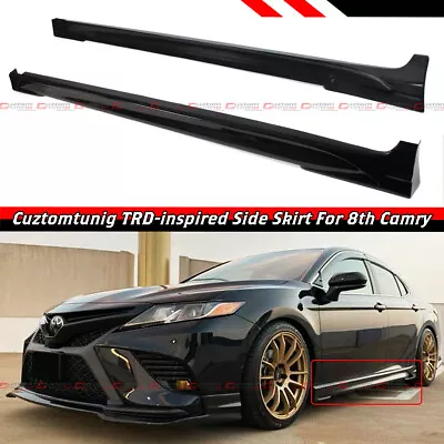 $154.99 • Buy For 2018-23 Toyota Camry Le Se Xse Xle Tr Style Gloss Black Side Skirt Extension