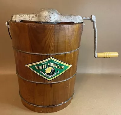 Vintage White Mountain Hand Crank WOODEN BUCKET ICE CREAM FREEZER 4-84wm1 • $69.99