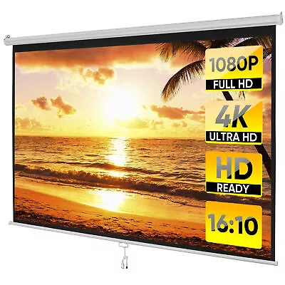 100  16:10 Manual PullDown Retractable Projector Screen HD 4K Movie Theater Home • $45.49