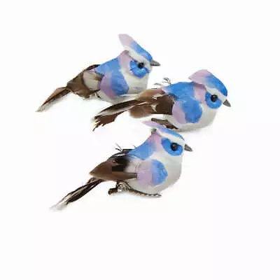 $22.56 • Buy Sitting Mushroom Blue Jays With Feathered Tails | 12 Birds | For Indoor Dec