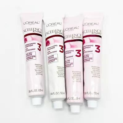 Loreal Paris Excellence Creme Conditioning Hair Treatment 3 Conditioner Lot Of 4 • $26.99