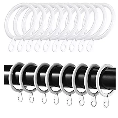 Strong Metal Curtain Hanging Rings 45mm Large White Curtain Pole Rings Hanging • £3.99