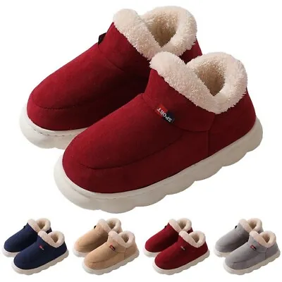 Womens Mens Faux Fur Lined Warm Winter Ladies Ankle Bootie Slippers Shoes UK • £10.49