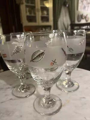 5 Pfaltzgraff Naturewood 7  Frosted Glass Wine Goblets • $7