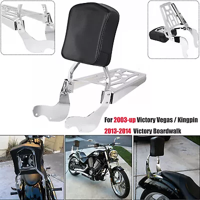 Chrome Rear Sissy Bar Backrest With Luggage Rack Fit For Victory Kingpin 03-up • $158.63