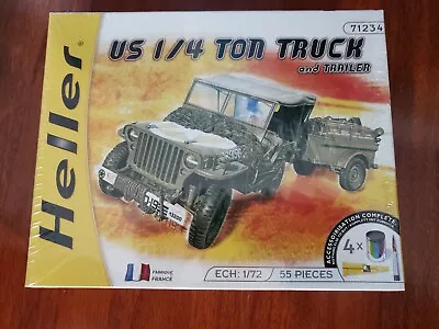Us 1/4 Ton Truck And Trailer 1/72 Scale By Heller New Sealed  • $12.99