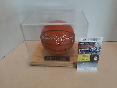 Julius Erving Dr. J Autographed Mini Spalding Basketball In Display Case JSA • $389.88