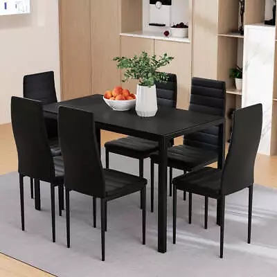 Artiss Dining Chairs And Table Dining Set 6 Chair Set Of 7 Black • $263.87