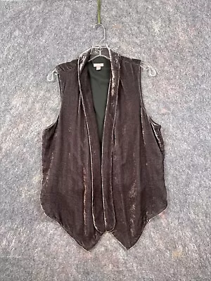 J Jill Womens Vest Sz M Crushed Silk Blend Velvet Open Front Boho Steampunk • $24.99