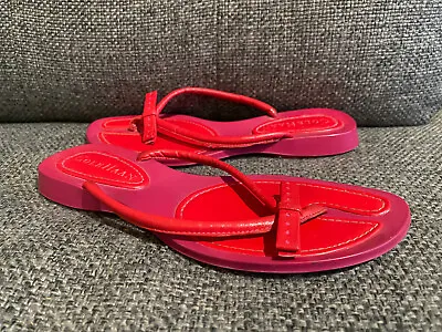 Vintage Cole Haan Bikini Fuchsia/Red  Leather Thong Sandals - Women's Sz 5.5B • $8.50