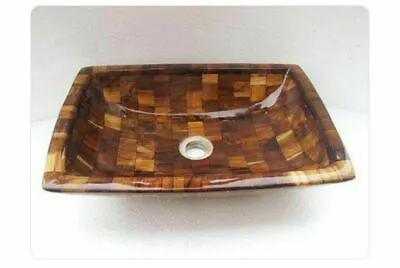 16 X13  Marble Sink Washbasin Inlay Tiger Eye Bathroom Kitchen Pietra Dura S11 • $989