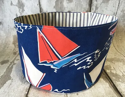 Cath Kidston Nautical Bathroom Fabric Storage Basket Tub - Whitby Boats Ticking • £11.50