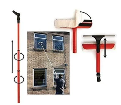 £14.78 • Buy Extra Long Window Cleaning Kit Extendable Telescopic Squeegee Glass Cleaner-Pole