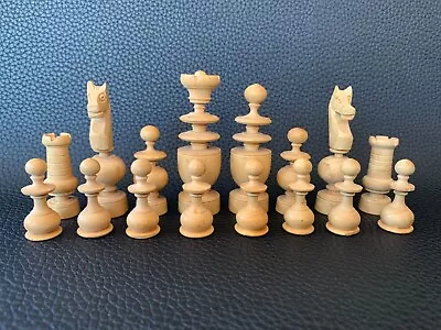 $281.19 • Buy Vintage French Regency Boxwood Chessmen Complete Set 32p W/Box King 2 3/4 /70 Mm
